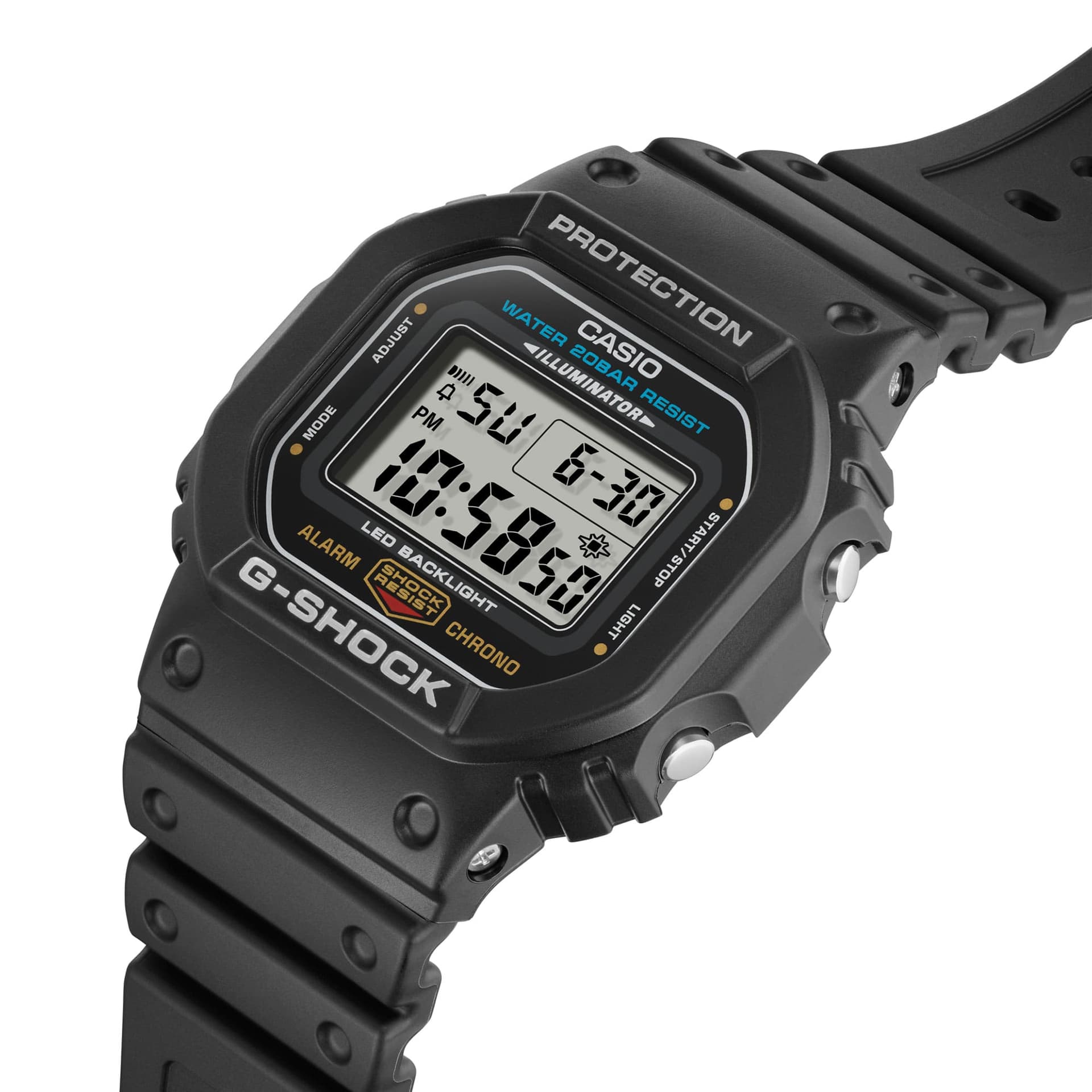 The DW-5600 worn on a wrist